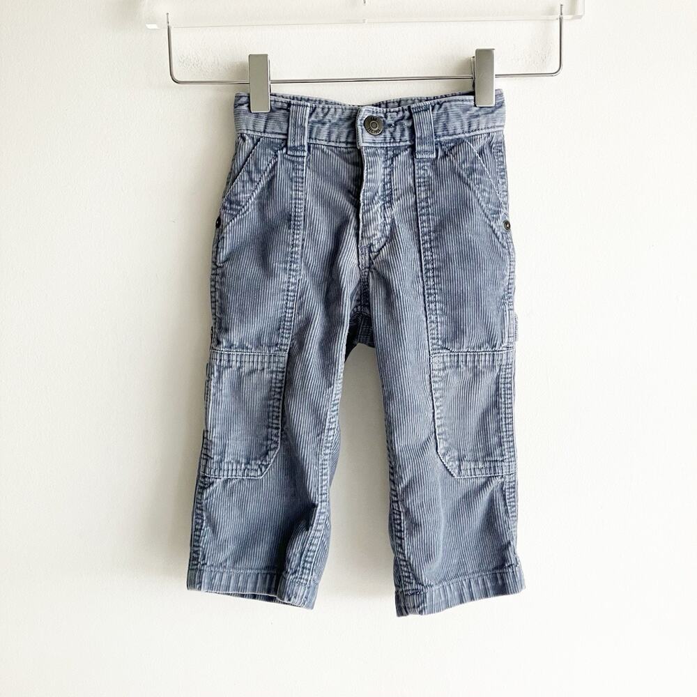 baby Gap 18-24 Mos Corduroy Painter Pants Buckle Gray Blue Gender Neutral Unisex